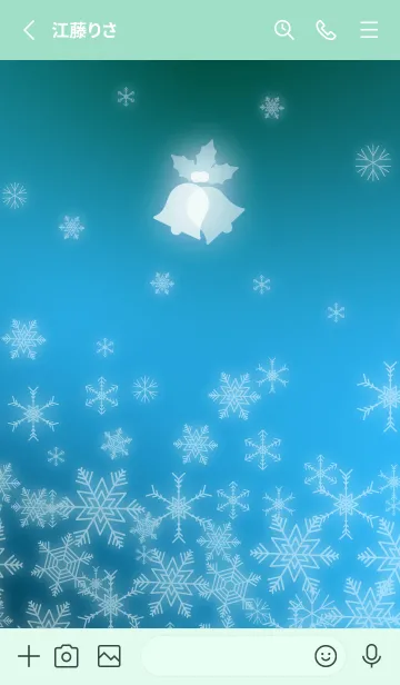 [LINE着せ替え] 雪の結晶とベル 青緑の画像2