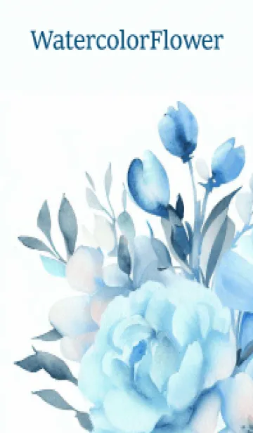 Watercolor Lightblue Flower-hisatoto-68の着せ替えメイン画像