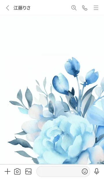 [LINE着せ替え] Watercolor Lightblue Flower-hisatoto-68の画像2