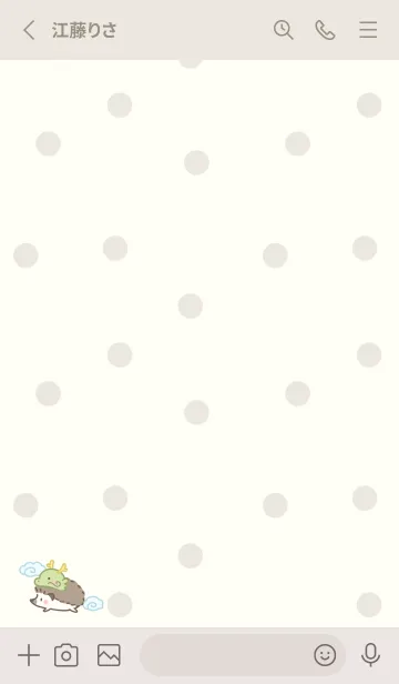 [LINE着せ替え] ハリネズミと帽子 -辰- ベージュ ドットの画像2