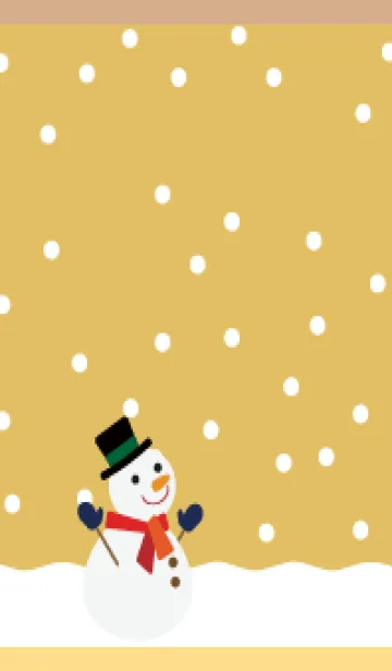[LINE着せ替え] 雪と雪だるま 薄茶と黄色の画像1