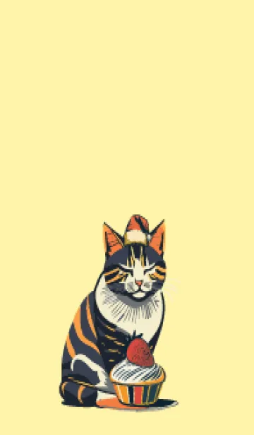 [LINE着せ替え] light yellow 猫とケーキの画像1