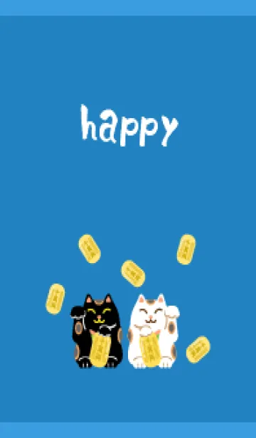 [LINE着せ替え] 幸せの招き猫 青色の画像1