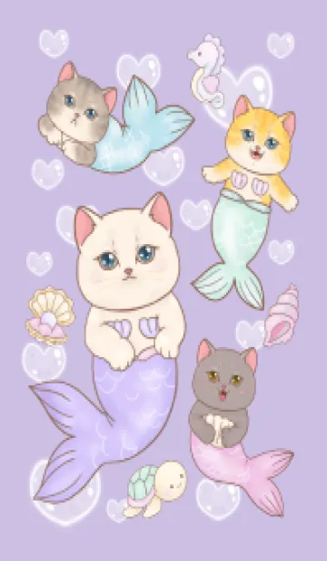 [LINE着せ替え] Cat mermaid Mercat 1の画像1