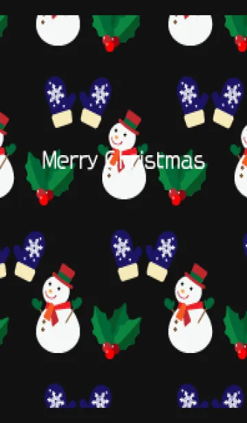 [LINE着せ替え] 雪だるまと手袋 黒色の画像1