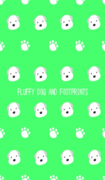 [LINE着せ替え] もこもこ犬と足跡の着せかえ/蛍光グリーンの画像1