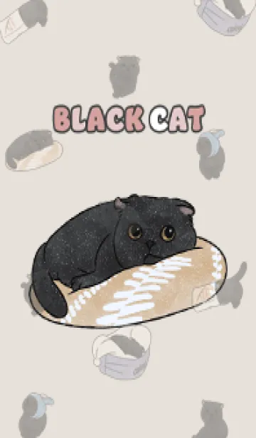 [LINE着せ替え] blackcat6 / dark beige .jpの画像1