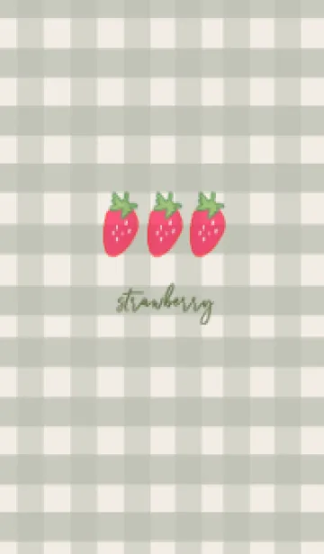 [LINE着せ替え] いちご×チェック柄 (kusumigreen)の画像1