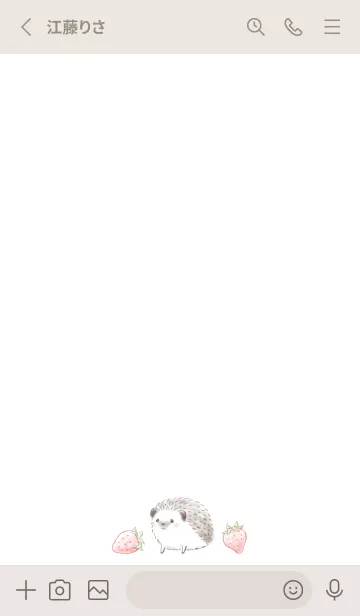 [LINE着せ替え] 苺とハリネズミ 2 -ホワイト-の画像2