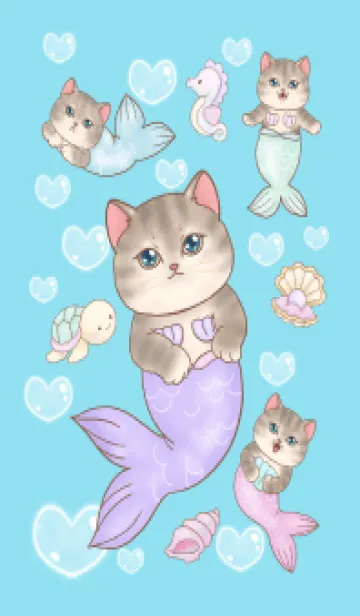 [LINE着せ替え] Cat mermaid Mercat 28の画像1