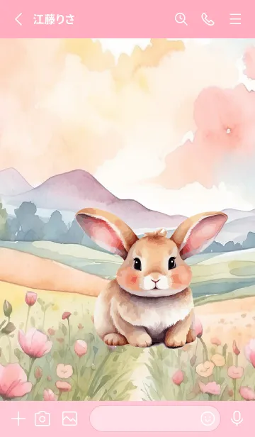 [LINE着せ替え] Rabbit In Flower Theme (JP)の画像2