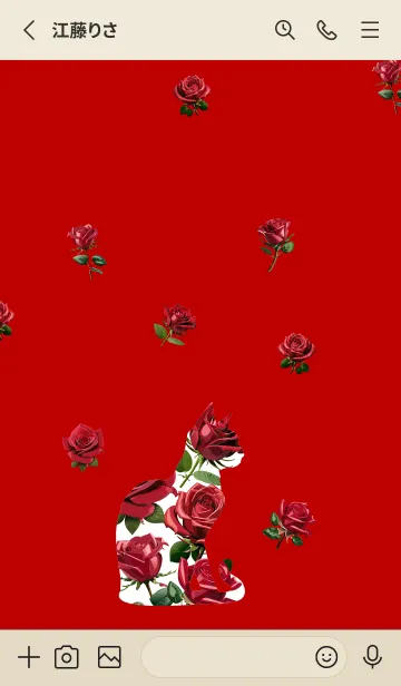 [LINE着せ替え] red & beige 薔薇柄の猫の画像2