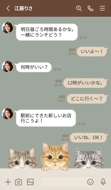 [LINE着せ替え] 猫 - マンチカン - グリーングレーの画像3