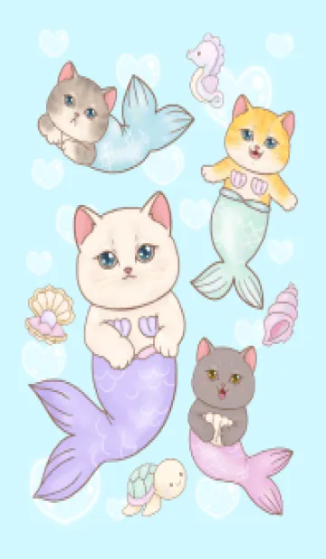 [LINE着せ替え] Cat mermaid Mercat 4の画像1