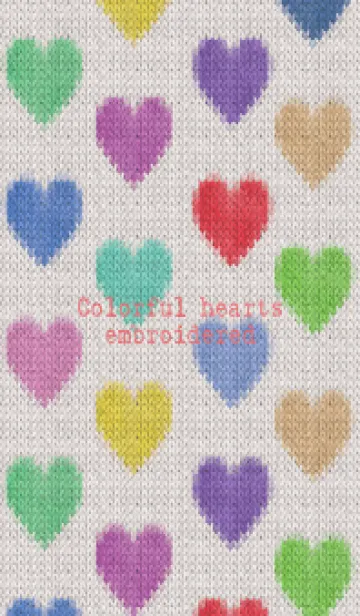 [LINE着せ替え] Colorful hearts embroidered 7の画像1