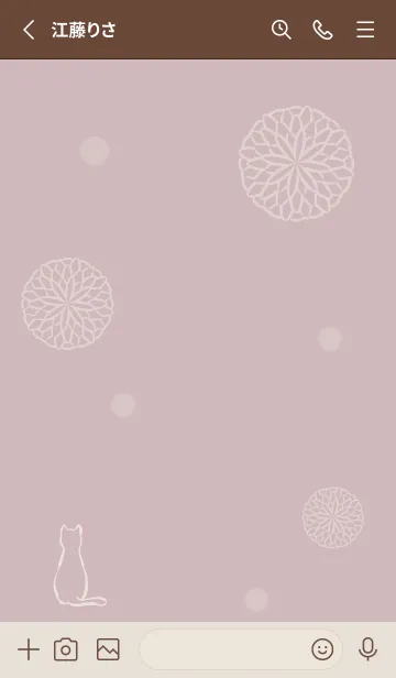 [LINE着せ替え] 猫と菊文様 -くすみピンク-の画像2