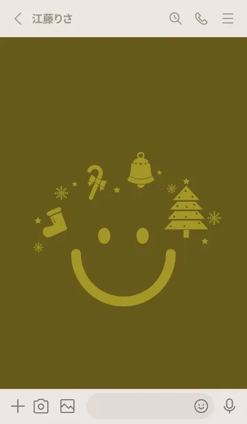 [LINE着せ替え] スマイル＆Xmasツリー オリーブドラブの画像2