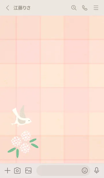 [LINE着せ替え] チェック柄 鳥と花6の画像2