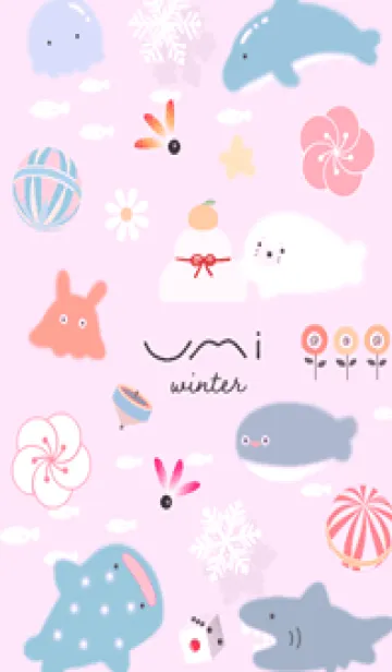 [LINE着せ替え] pinkpurple☆ゆるい海の冬休み11_1の画像1