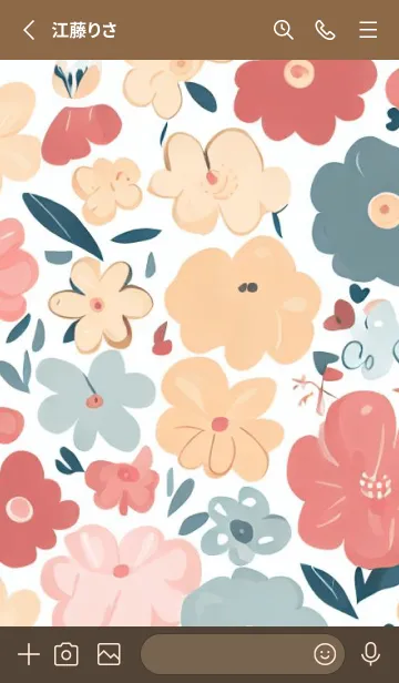 [LINE着せ替え] Cute Flower-Brown-63の画像2