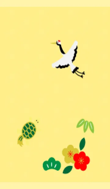 [LINE着せ替え] 鶴と亀 薄い黄色の画像1