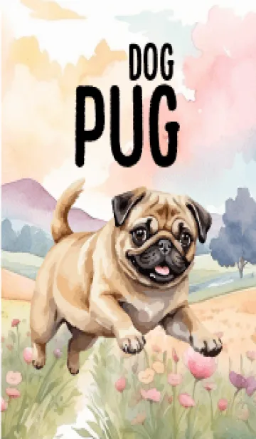 [LINE着せ替え] Pug Dog In Flower Theme (JP)の画像1