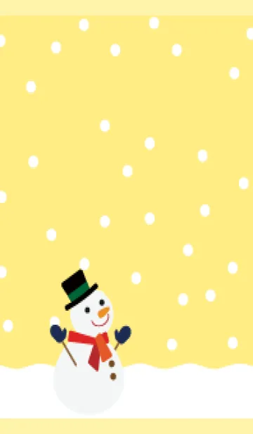 [LINE着せ替え] 雪と雪だるま 薄い黄色の画像1