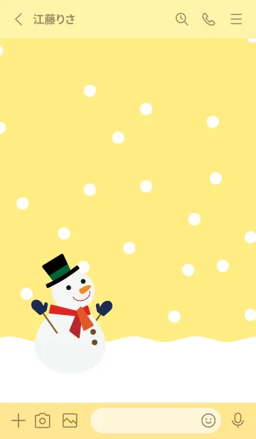 [LINE着せ替え] 雪と雪だるま 薄い黄色の画像2