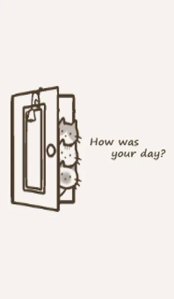 [LINE着せ替え] お出迎えにゃんこ -ベージュ-の画像1