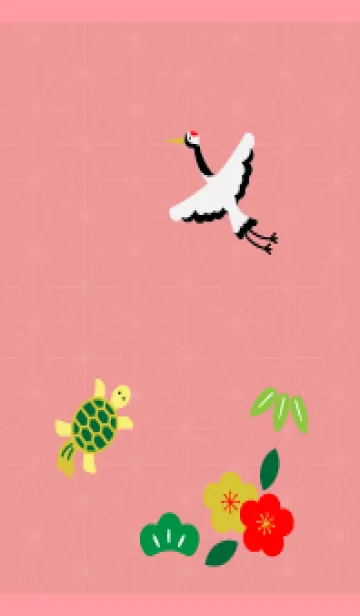 [LINE着せ替え] 鶴と亀 薄いピンクの画像1