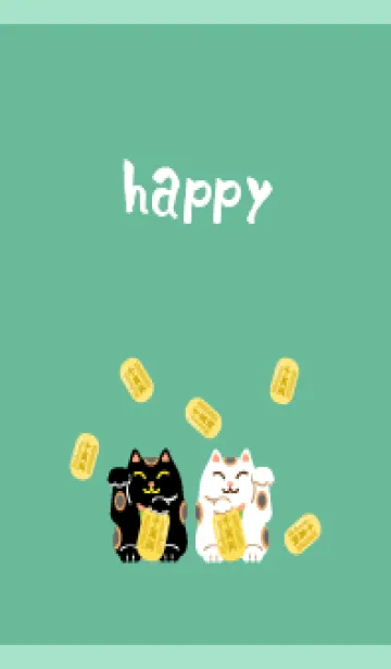 [LINE着せ替え] 幸せの招き猫 青緑の画像1