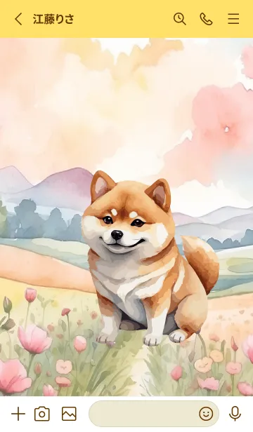 [LINE着せ替え] Shiba Inu In Flower Theme 3 (JP)の画像2