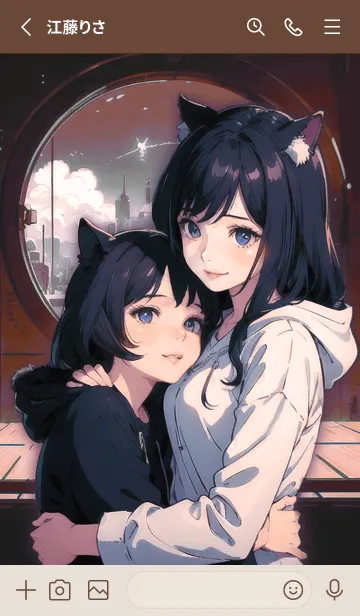 [LINE着せ替え] かわいい女の子 猫耳少女二人の画像2
