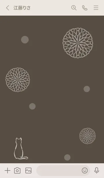 [LINE着せ替え] 猫と菊文様 -ブラウン-の画像2