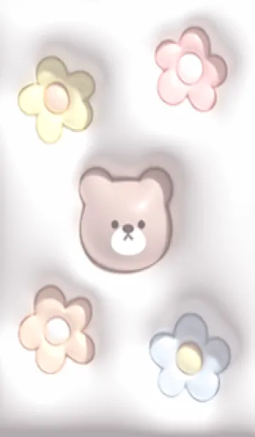 [LINE着せ替え] Greige♡ぷっくりクマと花02_1の画像1