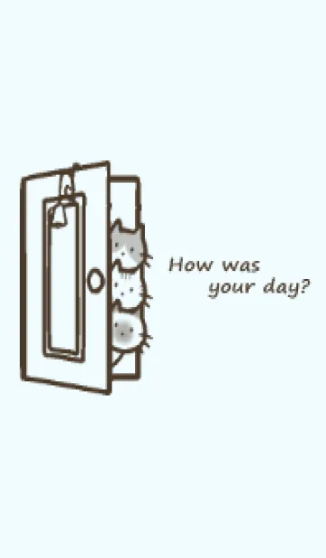 [LINE着せ替え] お出迎えにゃんこ -ブルー-の画像1