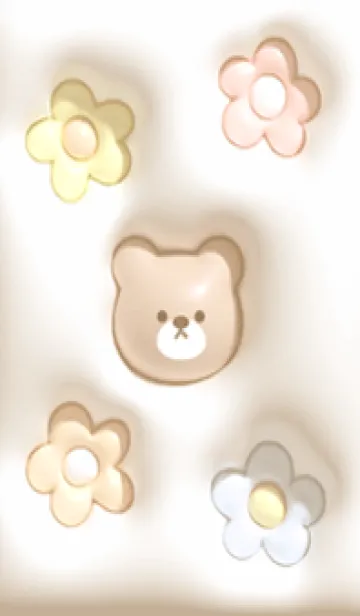 [LINE着せ替え] beige♡ぷっくりクマと花05_1の画像1