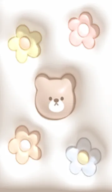 [LINE着せ替え] brown♡ぷっくりクマと花03_1の画像1