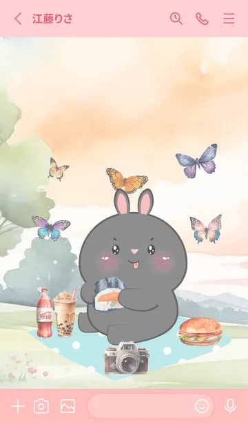 [LINE着せ替え] Love Black Rabbit Love Picnic Theme (JP)の画像2