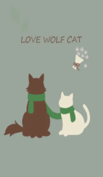 [LINE着せ替え] LOVE WOLF CAT（グリーン）の画像1