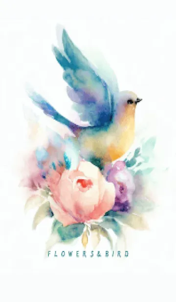 [LINE着せ替え] FLOWERS&BIRD-BLUE-9の画像1