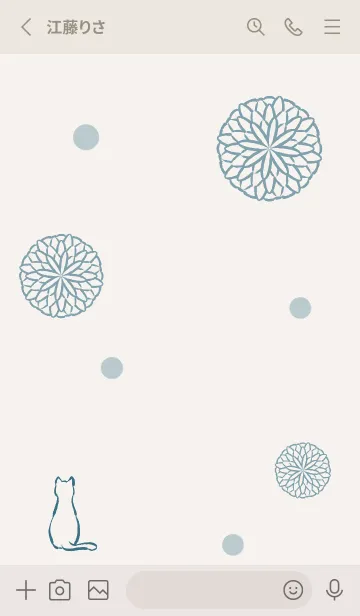 [LINE着せ替え] 猫と菊文様 2 -紺-の画像2