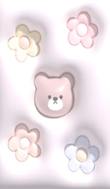 [LINE着せ替え] pinkpurple♡ぷっくりクマと花11_1の画像1