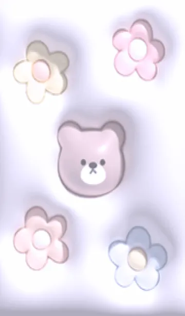 [LINE着せ替え] purple♡ぷっくりクマと花12_1の画像1