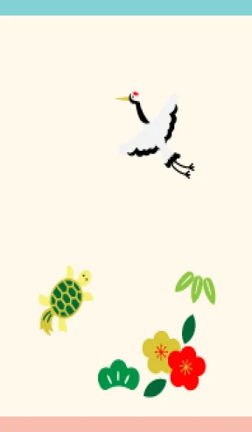[LINE着せ替え] 鶴と亀 ピンクと水色の画像1