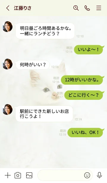 [LINE着せ替え] green♡ふわふわな猫06_1の画像3