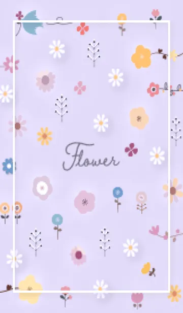 [LINE着せ替え] purple daisy and floral pattern 12_1の画像1