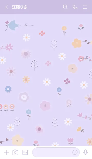 [LINE着せ替え] purple daisy and floral pattern 12_1の画像2