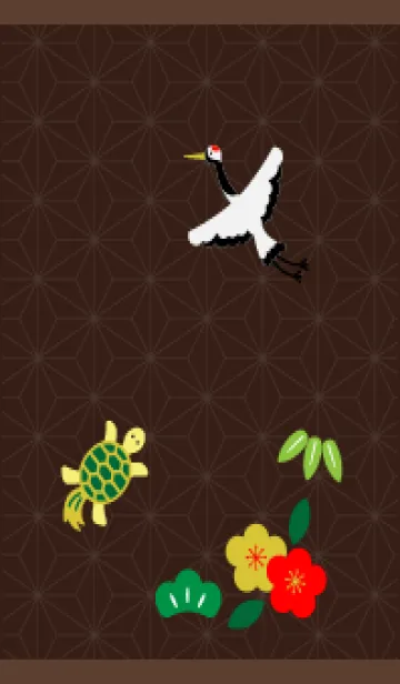 [LINE着せ替え] 鶴と亀 茶色の画像1