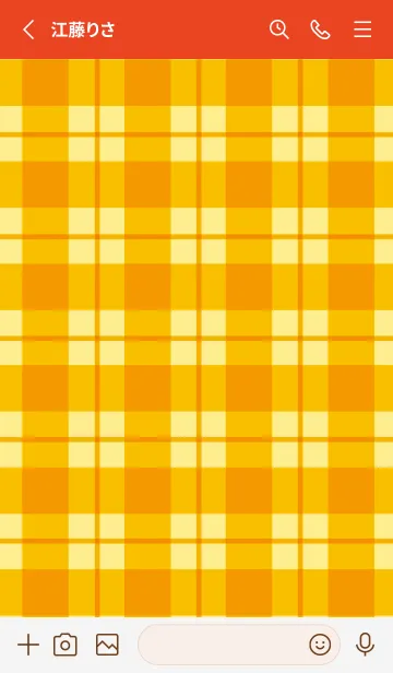 [LINE着せ替え] オレンジチェックの着せかえ/レッドの画像2